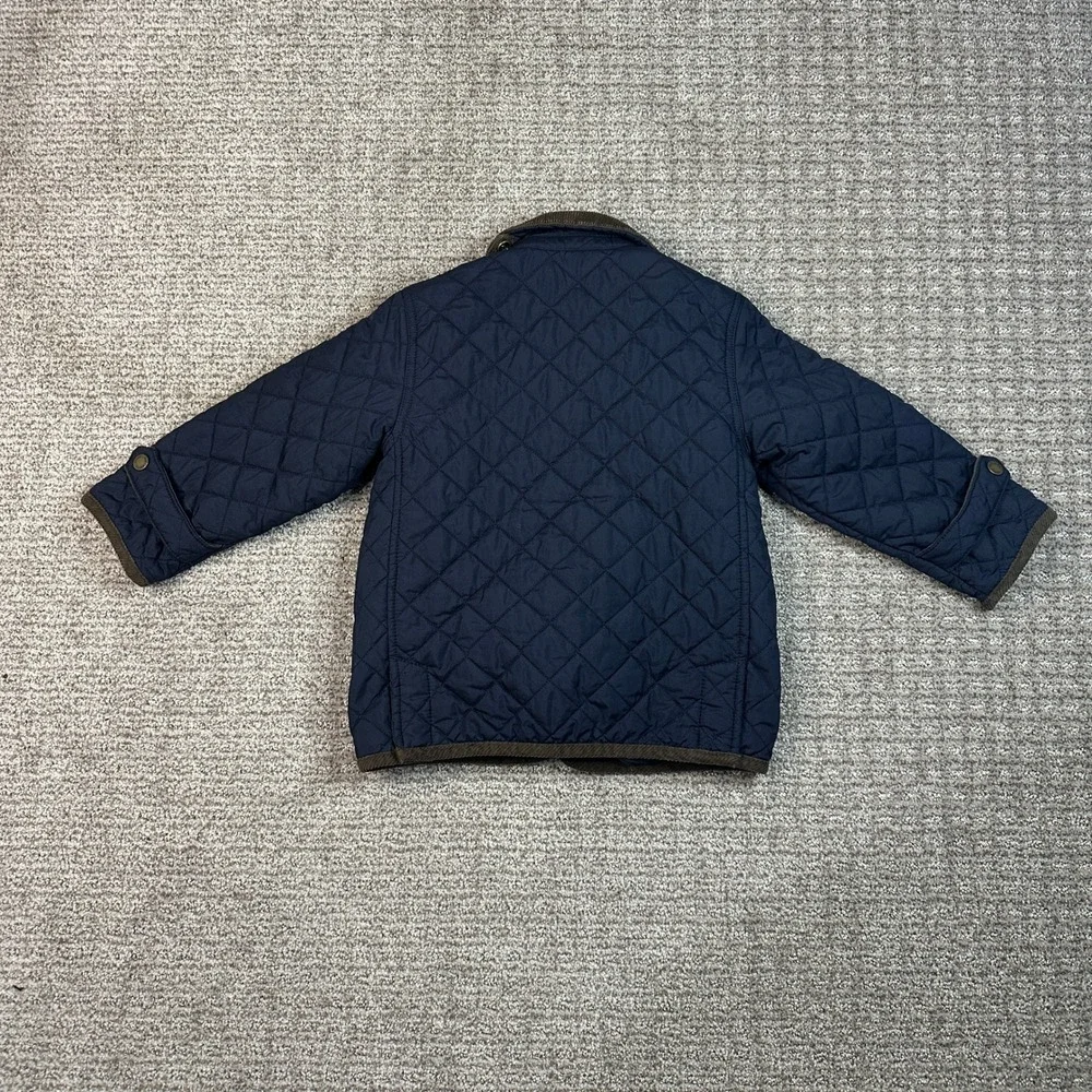 Polo Ralph Lauren Kids Navy Blue Quilted Barn Jacket Corduroy Trim 3/3T